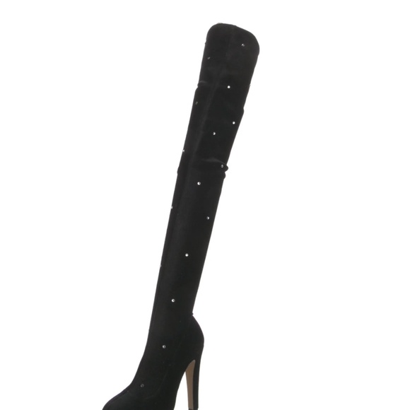 CHARLOTTE OLYMPIA Velvet Crystal Embellishments Boots Women's Size: 5 | IT 35 - Picture 6 of 7